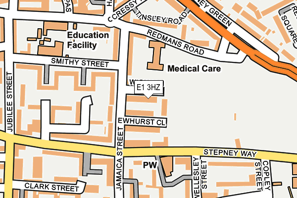 E1 3HZ map - OS OpenMap – Local (Ordnance Survey)