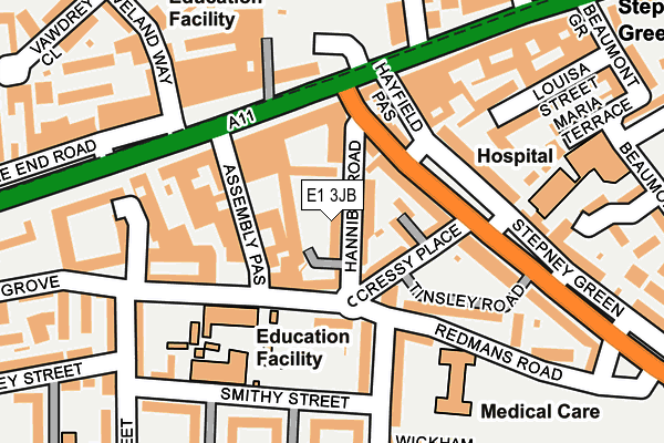 E1 3JB map - OS OpenMap – Local (Ordnance Survey)