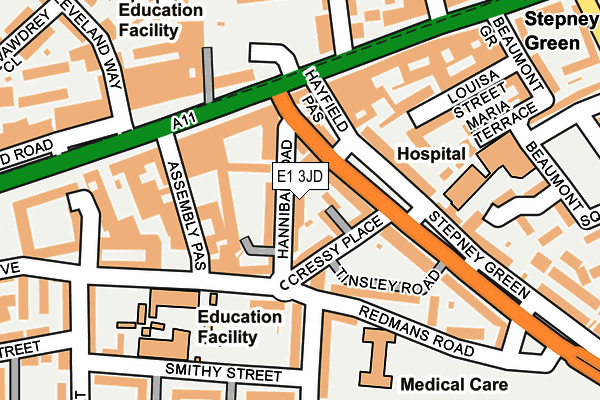 E1 3JD map - OS OpenMap – Local (Ordnance Survey)