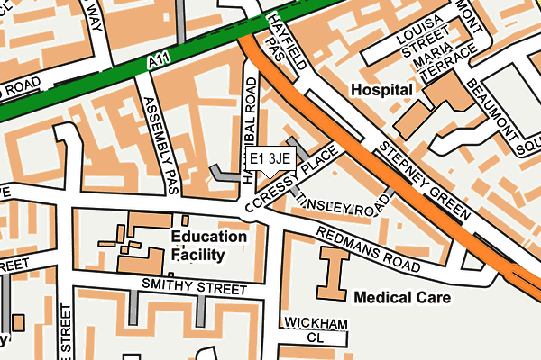 E1 3JE map - OS OpenMap – Local (Ordnance Survey)