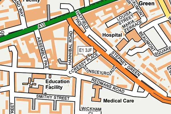 E1 3JF map - OS OpenMap – Local (Ordnance Survey)