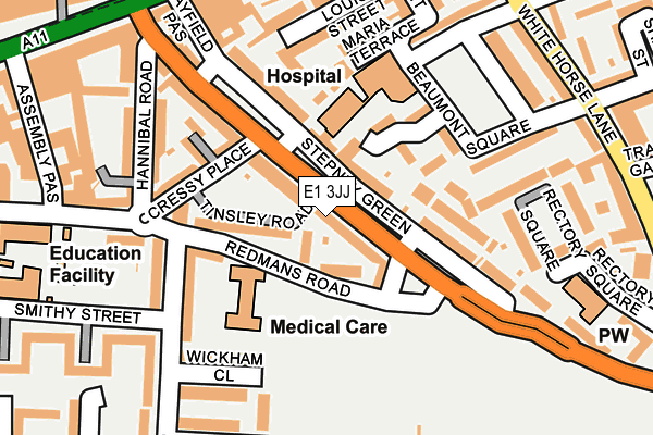 E1 3JJ map - OS OpenMap – Local (Ordnance Survey)