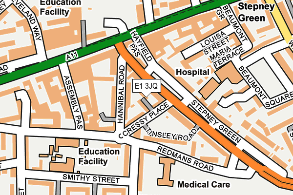 E1 3JQ map - OS OpenMap – Local (Ordnance Survey)