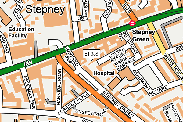 E1 3JS map - OS OpenMap – Local (Ordnance Survey)