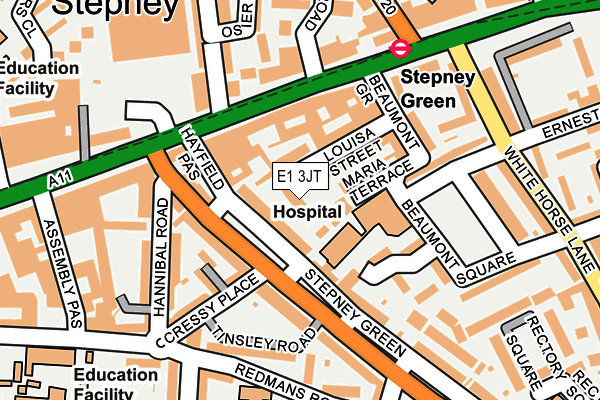 E1 3JT map - OS OpenMap – Local (Ordnance Survey)