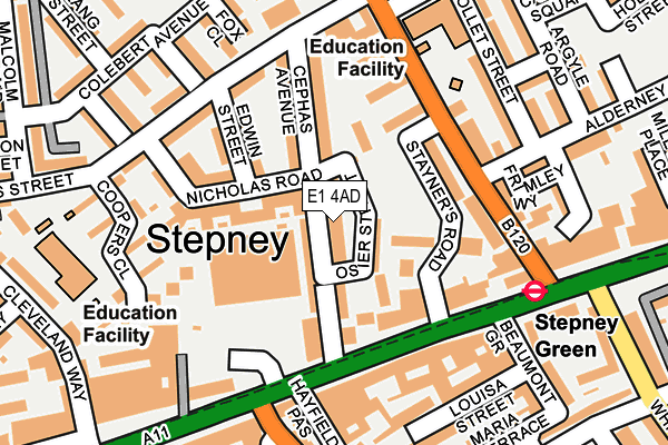 E1 4AD map - OS OpenMap – Local (Ordnance Survey)