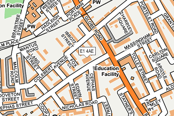 E1 4AE map - OS OpenMap – Local (Ordnance Survey)