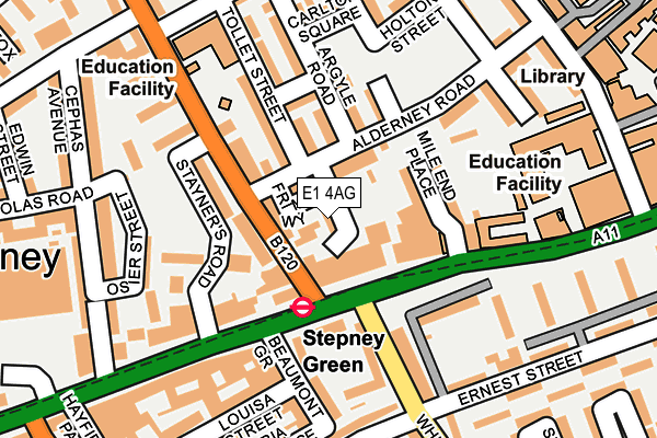 E1 4AG map - OS OpenMap – Local (Ordnance Survey)