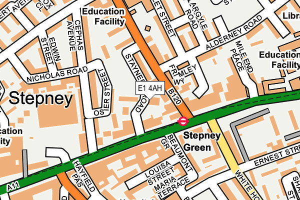 E1 4AH map - OS OpenMap – Local (Ordnance Survey)