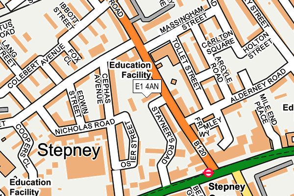 E1 4AN map - OS OpenMap – Local (Ordnance Survey)