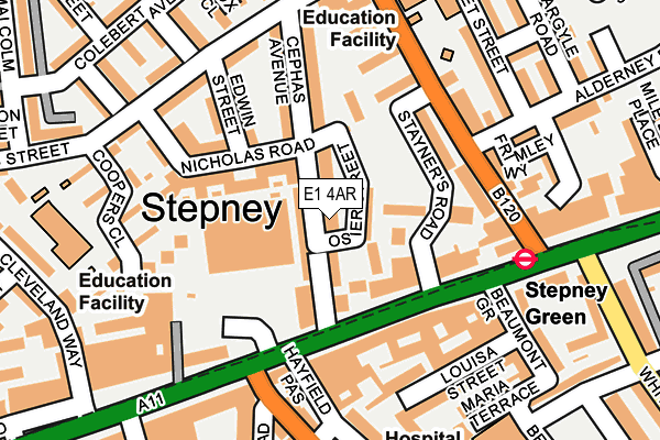 E1 4AR map - OS OpenMap – Local (Ordnance Survey)