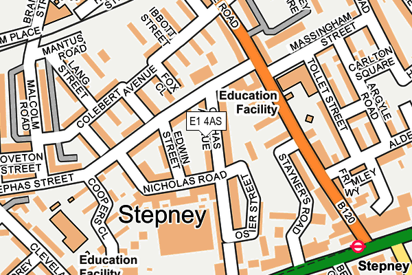 E1 4AS map - OS OpenMap – Local (Ordnance Survey)