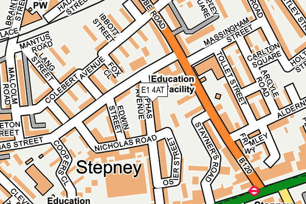 E1 4AT map - OS OpenMap – Local (Ordnance Survey)