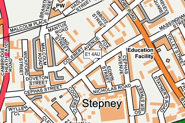 E1 4AU map - OS OpenMap – Local (Ordnance Survey)