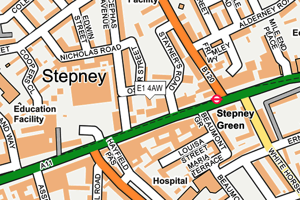 E1 4AW map - OS OpenMap – Local (Ordnance Survey)