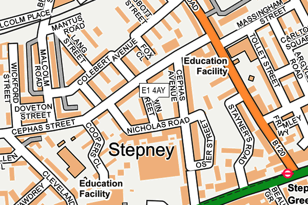 E1 4AY map - OS OpenMap – Local (Ordnance Survey)