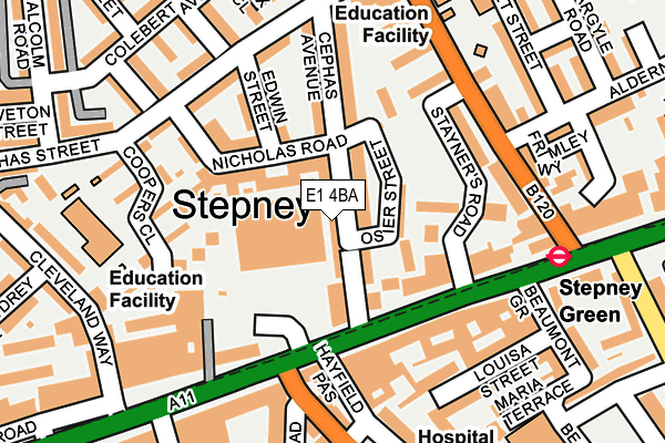 E1 4BA map - OS OpenMap – Local (Ordnance Survey)