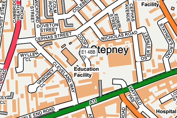 E1 4BB map - OS OpenMap – Local (Ordnance Survey)