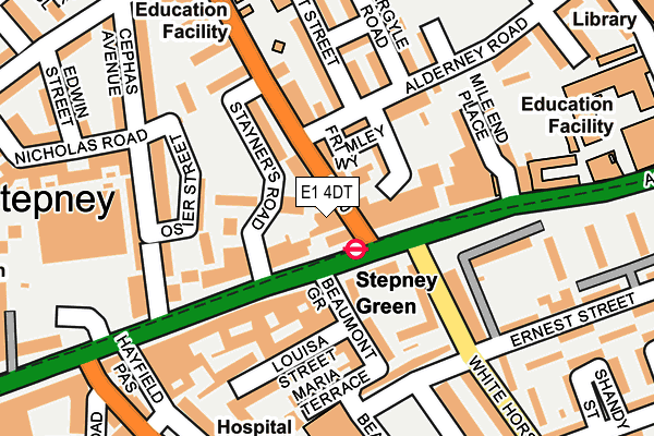 E1 4DT map - OS OpenMap – Local (Ordnance Survey)