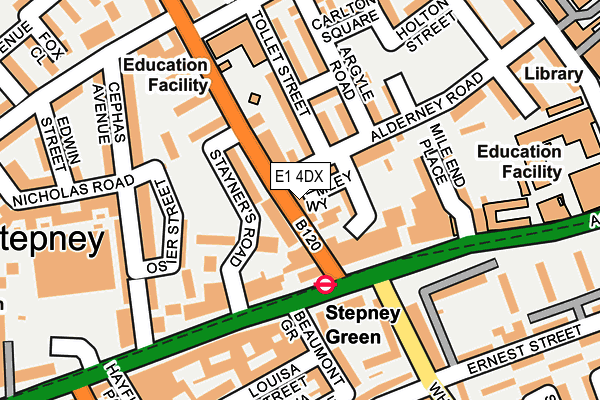 E1 4DX map - OS OpenMap – Local (Ordnance Survey)