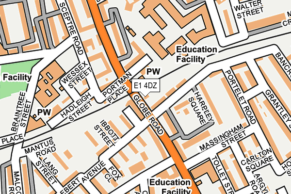 E1 4DZ map - OS OpenMap – Local (Ordnance Survey)