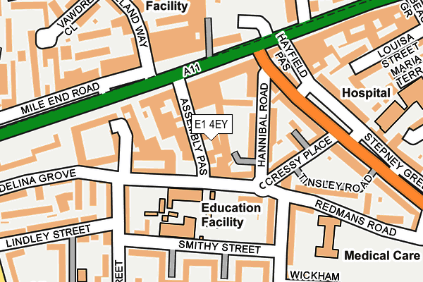 E1 4EY map - OS OpenMap – Local (Ordnance Survey)