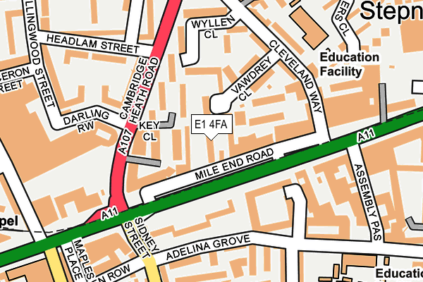 E1 4FA map - OS OpenMap – Local (Ordnance Survey)