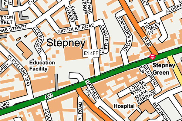 E1 4FF map - OS OpenMap – Local (Ordnance Survey)