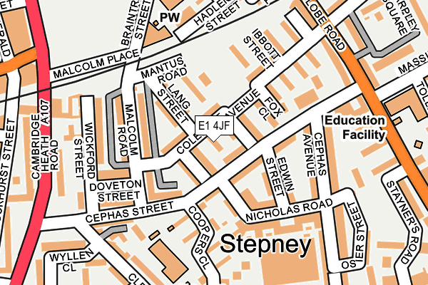 E1 4JF map - OS OpenMap – Local (Ordnance Survey)