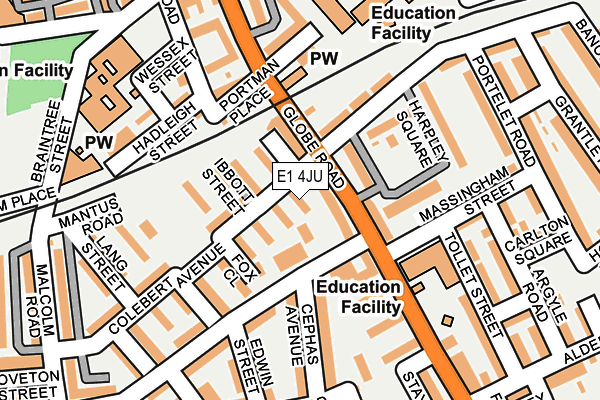 E1 4JU map - OS OpenMap – Local (Ordnance Survey)