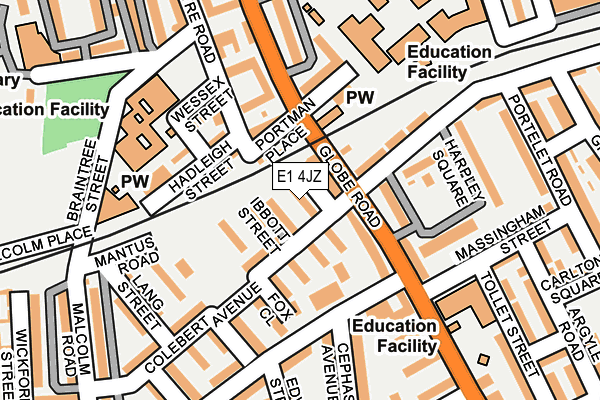 E1 4JZ map - OS OpenMap – Local (Ordnance Survey)