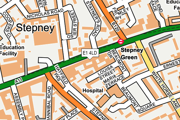 E1 4LD map - OS OpenMap – Local (Ordnance Survey)