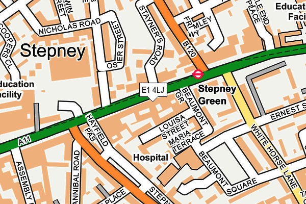 E1 4LJ map - OS OpenMap – Local (Ordnance Survey)
