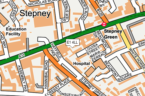 E1 4LL map - OS OpenMap – Local (Ordnance Survey)