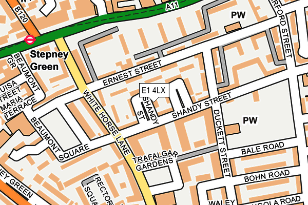 E1 4LX map - OS OpenMap – Local (Ordnance Survey)