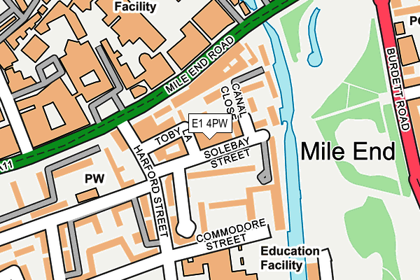 E1 4PW map - OS OpenMap – Local (Ordnance Survey)