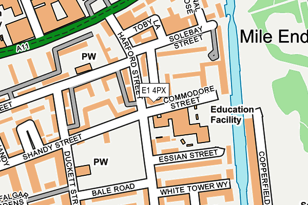E1 4PX map - OS OpenMap – Local (Ordnance Survey)
