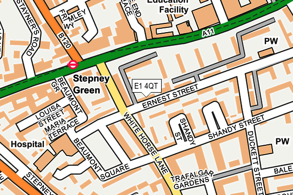 E1 4QT map - OS OpenMap – Local (Ordnance Survey)