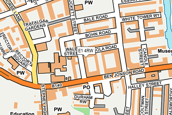 E1 4RW map - OS OpenMap – Local (Ordnance Survey)