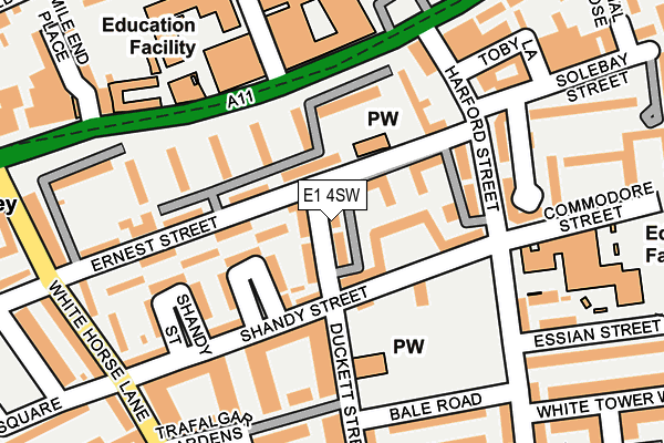 E1 4SW map - OS OpenMap – Local (Ordnance Survey)