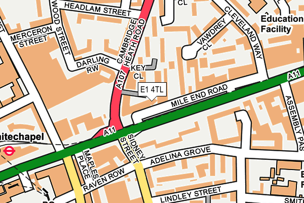 E1 4TL map - OS OpenMap – Local (Ordnance Survey)