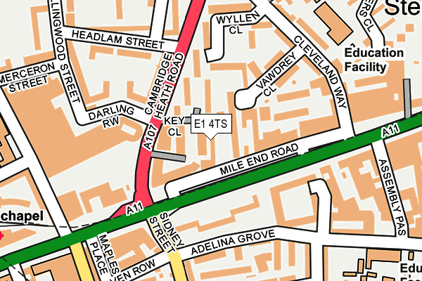 E1 4TS map - OS OpenMap – Local (Ordnance Survey)