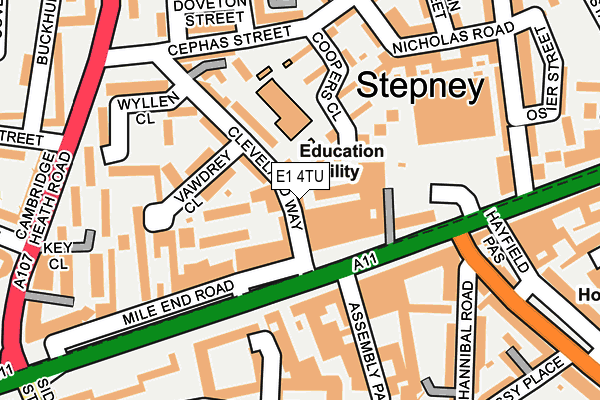 E1 4TU map - OS OpenMap – Local (Ordnance Survey)