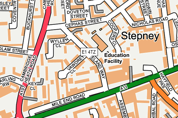 E1 4TZ map - OS OpenMap – Local (Ordnance Survey)