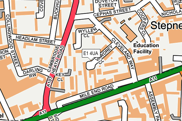 E1 4UA map - OS OpenMap – Local (Ordnance Survey)