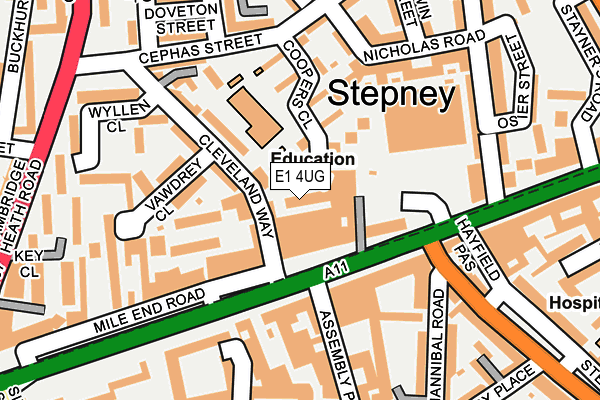 E1 4UG map - OS OpenMap – Local (Ordnance Survey)