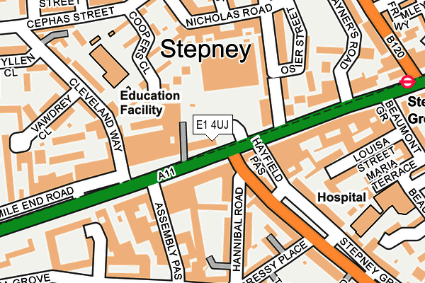 E1 4UJ map - OS OpenMap – Local (Ordnance Survey)