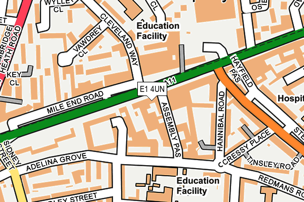 E1 4UN map - OS OpenMap – Local (Ordnance Survey)