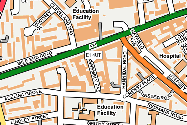 E1 4UT map - OS OpenMap – Local (Ordnance Survey)