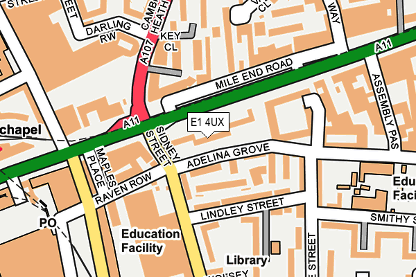 E1 4UX map - OS OpenMap – Local (Ordnance Survey)